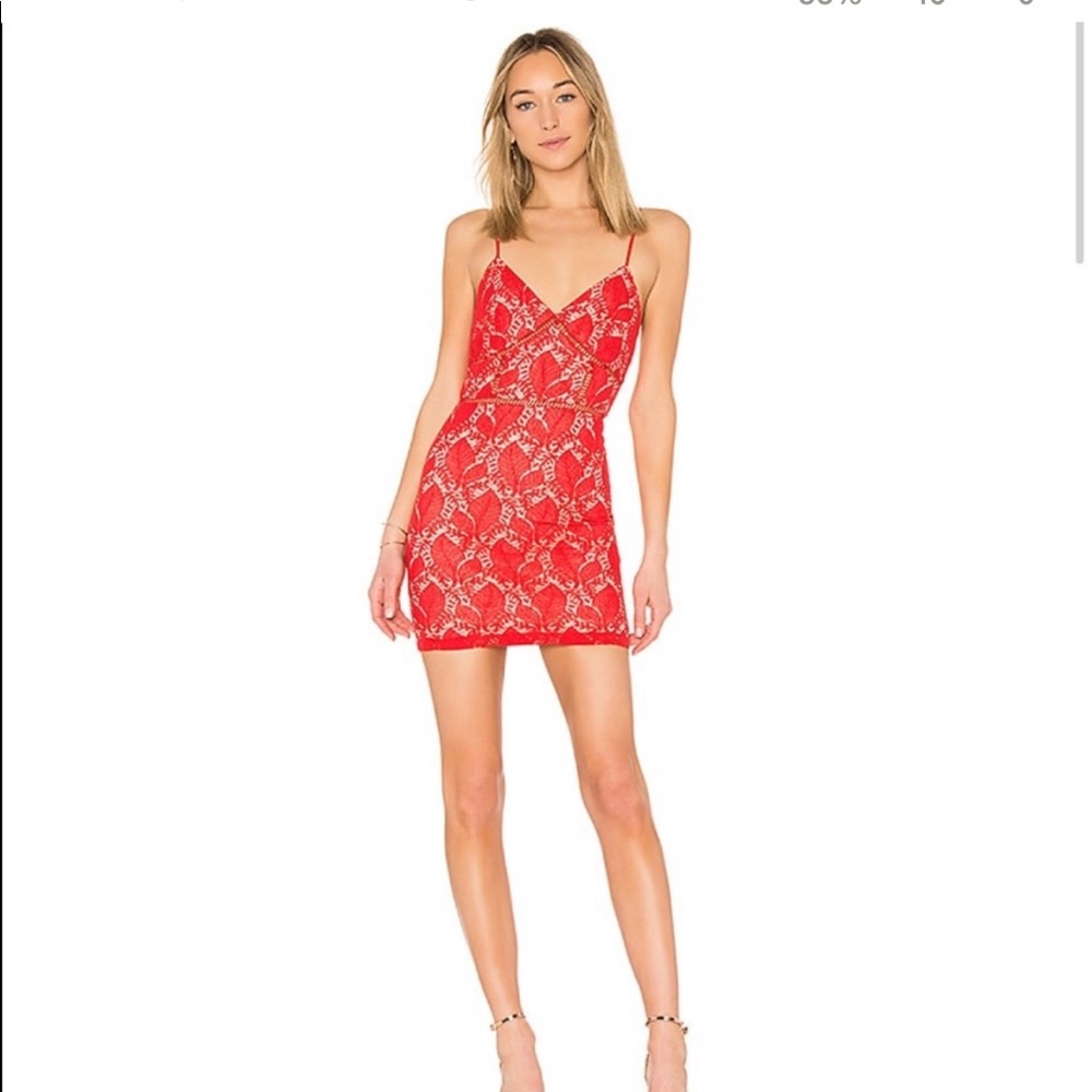 Revolve By The Way Red Lace Mini Dress